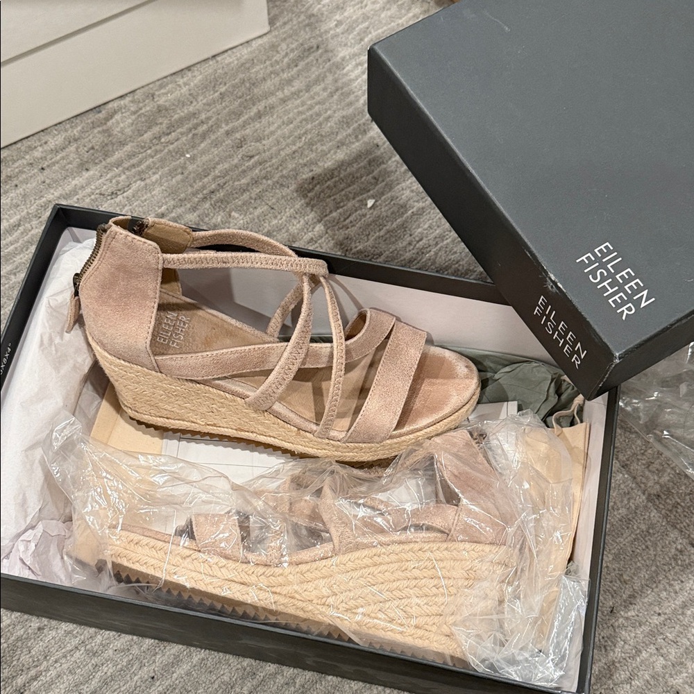 Eileen Fisher Beige Wedge Sandals